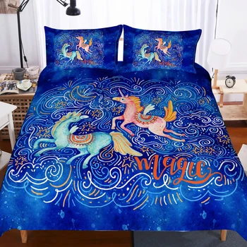 

Fanaijia unicorn bedding set luxuy 3d flower unicorn Cartoon kids Duvet Cover Bed Set Bedclothes twin bed sets