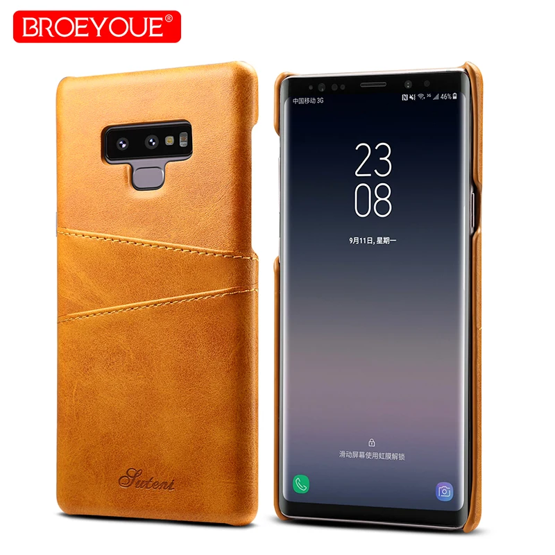 

Vintage Cow Leather Phone Case For Samsung Note 8 9 Luxury Card Holder Wallet Back Cover For Samsung Galaxy S8 S9 Plus Note 8 9