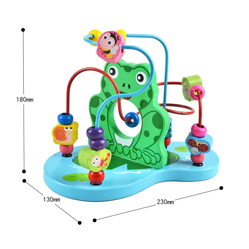 1 шт. Большие Животные круглые бусины Деревянный счет обучение маленьких детей Слон Когнитивная лягушка бисером лабиринт