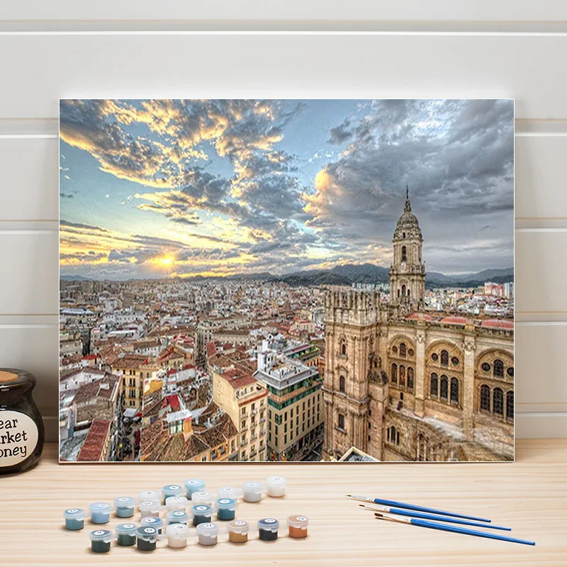 

Paint Oil Painting By Numbers Europe City Landscape DIY Acrylic Color Art On Canvas Wall Pictures For Living Room Adults Drawing