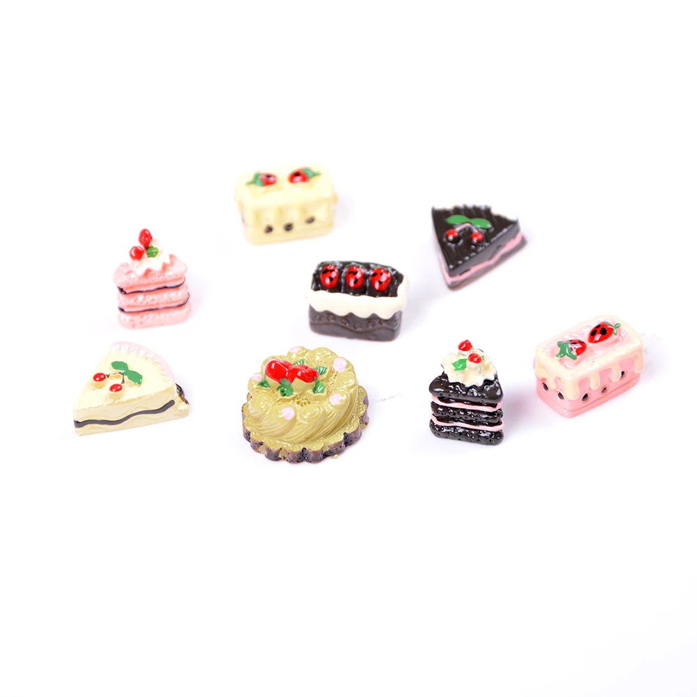 

8Pcs Mini Cute DIY Miniature Artificial Fake Food Cake Resin Decorative Craft Play Doll House Toy Food Children Gift