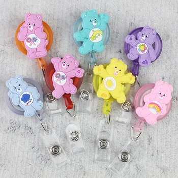 

1Pcs Cartoon Retractable Badge Reel High quality silicone Student Nurse Exihibiton ID Name Card Badge Holder Office Supplies