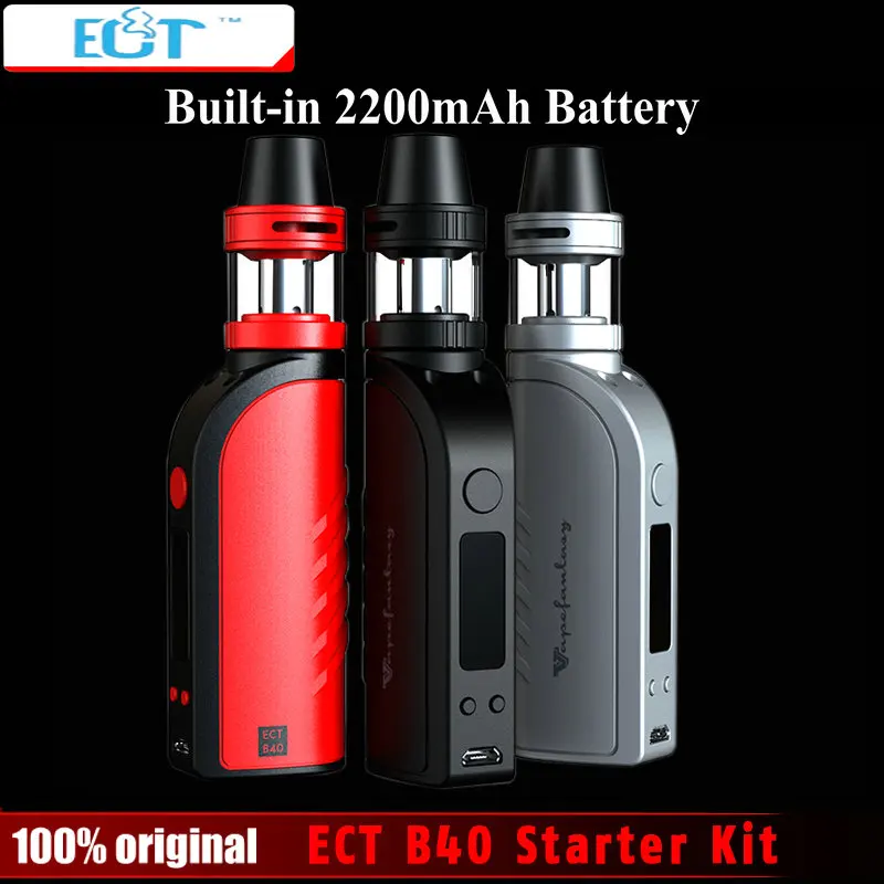 

Original ECT B40 Electronic Cigarette Starter Kit 2200mAh Battery 2.0ml Atomizer 0.3ohm no Leaking Pen Box Mod e Cigarette