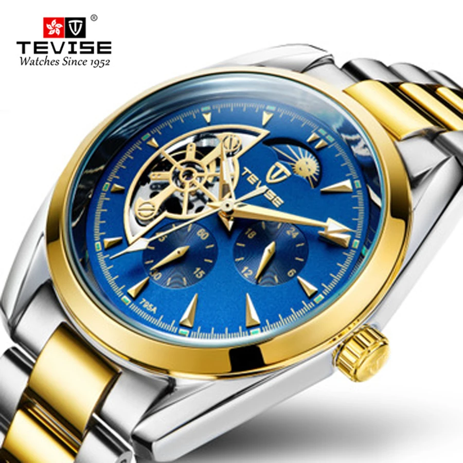 

TEVISE Fashion Mechanical Watch Men Waterproof Luminous Automatic Watch Male Clock Luxury Men Business Wrist Watch Blue