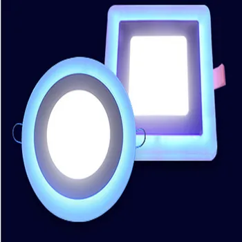 

led Ceiling Recessed panel Light Painel lamp 6W 12W 16W 24W home decoration round square Led Panel Downlight Blue+White 2 colors