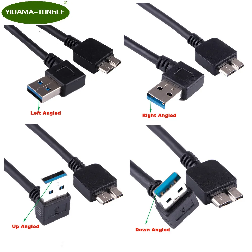 Кабель USB 3 0 под углом 90 градусов вверх вниз влево вправо тип А папа к Micro B кабелям