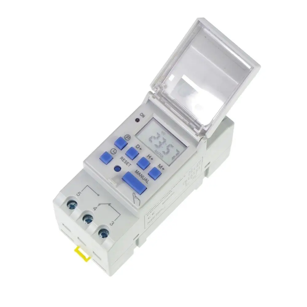 Interruptor Temporizador Digital interruptor de relé de tiempo programables Carril DIN 16A 220V 100h Reino Unido 