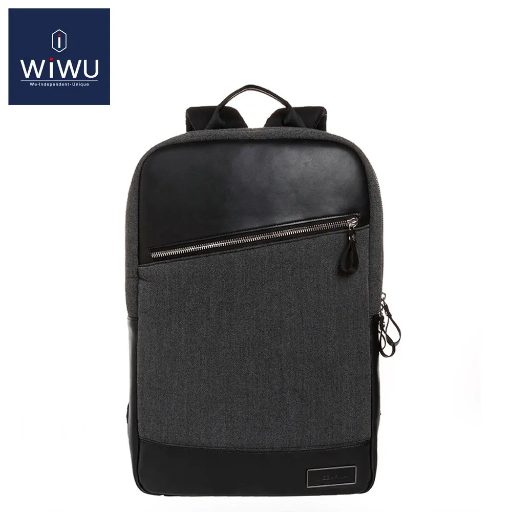 Billige WiWU Grau ECHTEM LEDER frauen Männer Computer Rucksack 14 15,4 15,6 Zoll Tasche für Dell 14 Wasserdicht Reisen Rucksack 15