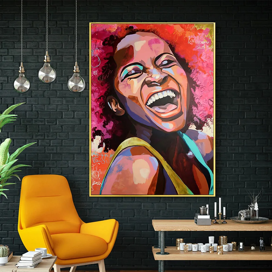

Handmade Oil Painting Abstract Woman Wall Art Posters Colorful Canvas Printing Art Picture for Bedroom Office Cafe Pop Art Decor