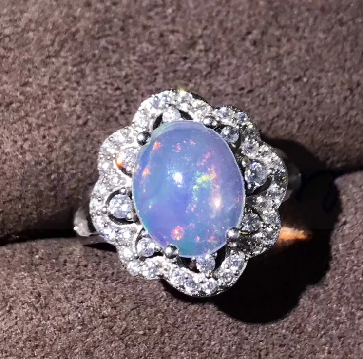 Per jewelry Natural opal ring Natural real opal 925 sterling silver
