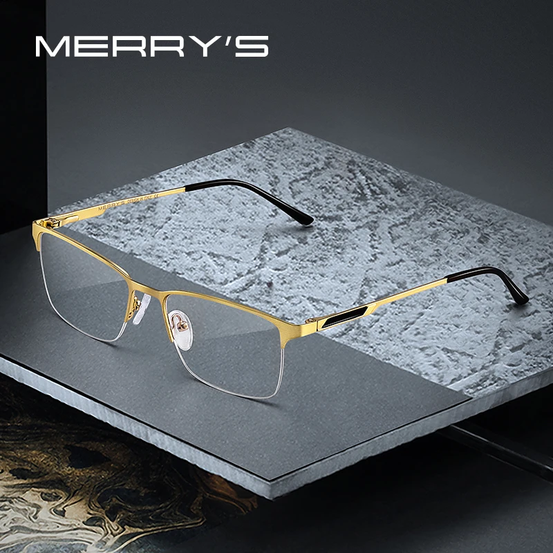 

MERRYS DESIGN Men Titanium Alloy Glasses Frame Male Square Ultralight Eye Myopia Prescription Eyeglasses Male Half S2125