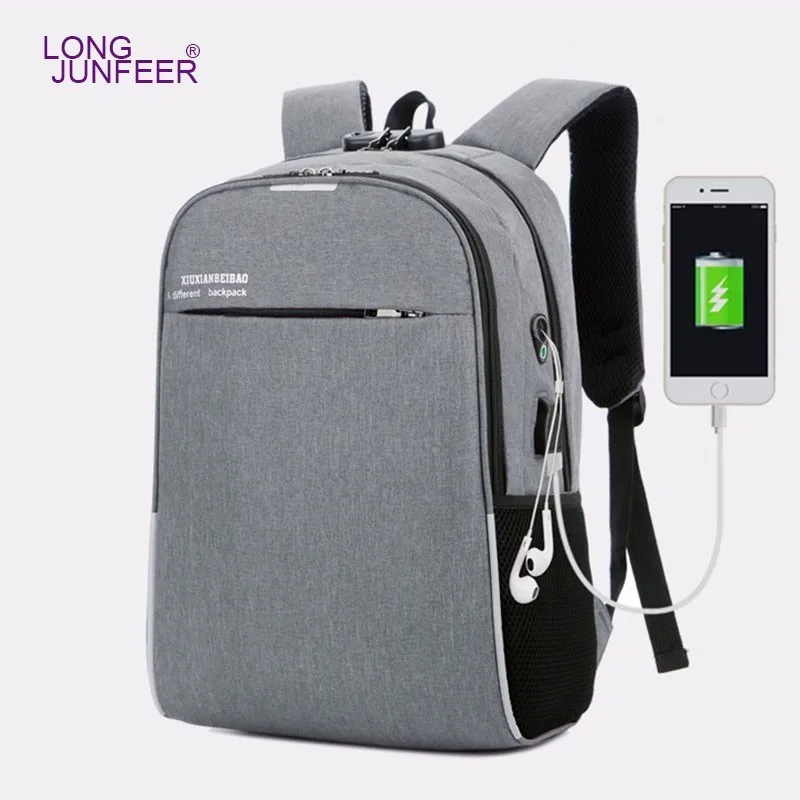 Мужской водонепроницаемый рюкзак для ноутбука 15 6 дюйма с USB-зарядкой и защитой от