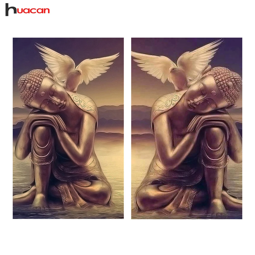 

Huacan 5D DIY Diamond Painting Buddha Full Diamond Embroidery Rhinestone Wall Decor Gift Square Crystal Mosaic Cross Stitch