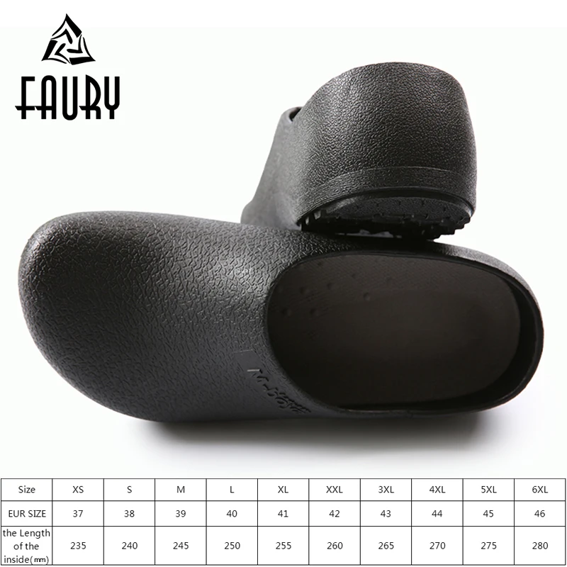 

Unisex Professional Cleanroom Kitchen Cooking Work Shoes Flat Anti-slip Black Restaurant Hotel Chef Shoes Sandals Beach Slippers