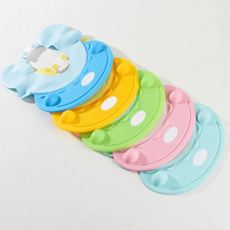 

5 Colors Lovely Baby Shower Cap Cartoon Style Cat Silicone Adjustable Protect Eyes Ears Waterproof Shampoo Cap Bathing for Kids
