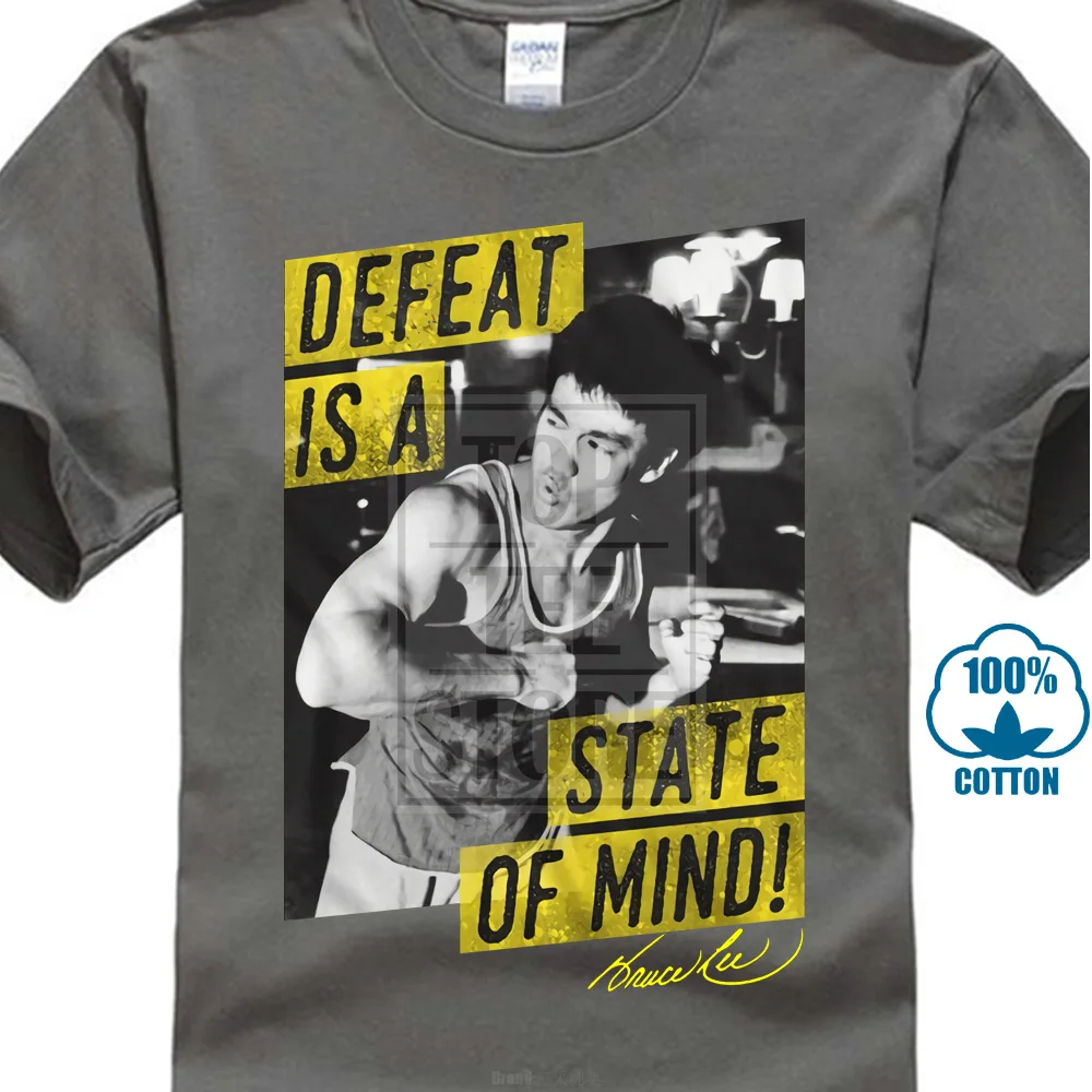 Брюс Ли Мужская Новая футболка в размерах Sm 4Xl In Mind State из хлопка черного цвета - Цвет: Темно-серый