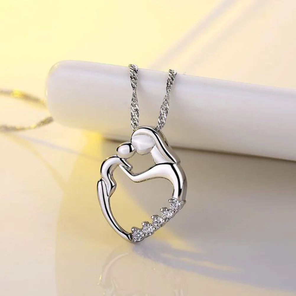 

Crystal Mother And Child Pendant Necklace Mothers Day Gifts For Mom Gold Silver color Women Fashion Jewelry Can Dropshipping