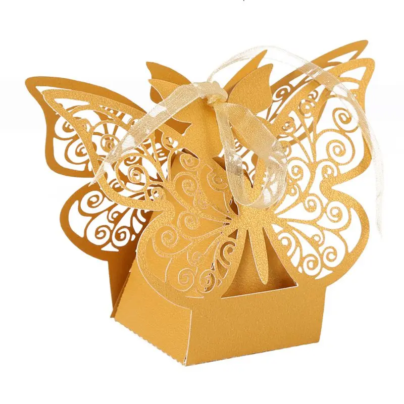 10 шт./компл. Любовь бабочка полые сувениры подарок коробка сладостей с резиновый детский душ свадебные принадлежности