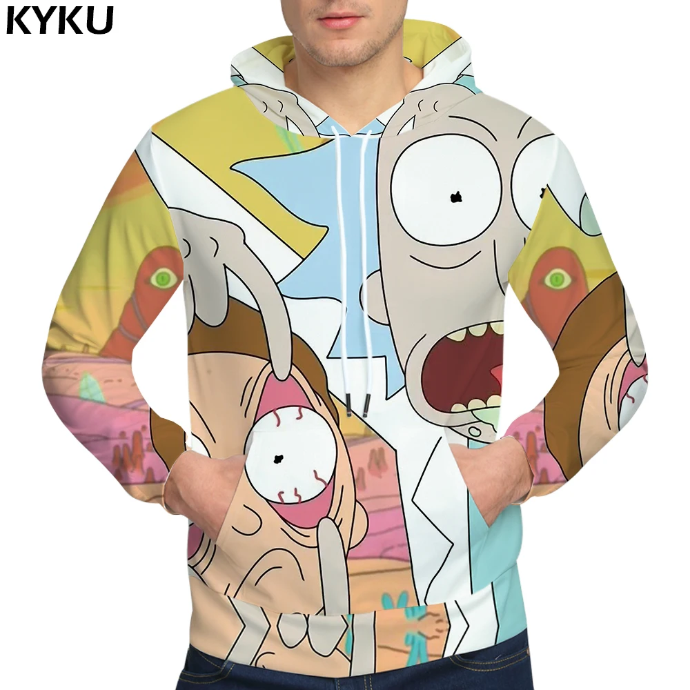 KYKU Rick And Morty Hoodies Black Clothing  Sweat shirt  Sweatshirts Male Hoodie 3d hoodies Men Hip Hop Anime Casual New