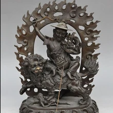 Xd 002125 1" Тибетский Буддизм храм бронзовый Махакалы будда поездка лев бессмертный бог статуя