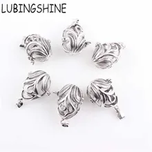LUBINGSHINE New Antique Silver Charms Pendants DIY Jewelry Photo Hollow Locket Necklace Pendant Valentine’s Gift 2.5*1.4cm