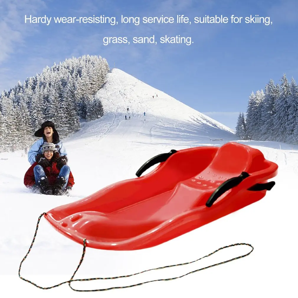 

7Color Outdoor Sports Plastic Skiing Boards Sled Luge Snow Grass Sand Board Ski Pad Snowboard With Rope For Double People