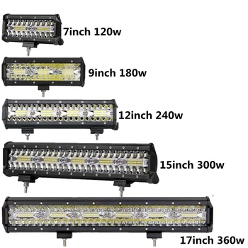 

7" 120W 9" 180w 12" 240w 15" 300w 17" 360w 20inch 420w Offroad Led Light Bar For 4x4 4WD Truck UAZ ATV Boat Combo Beams 12V 24V