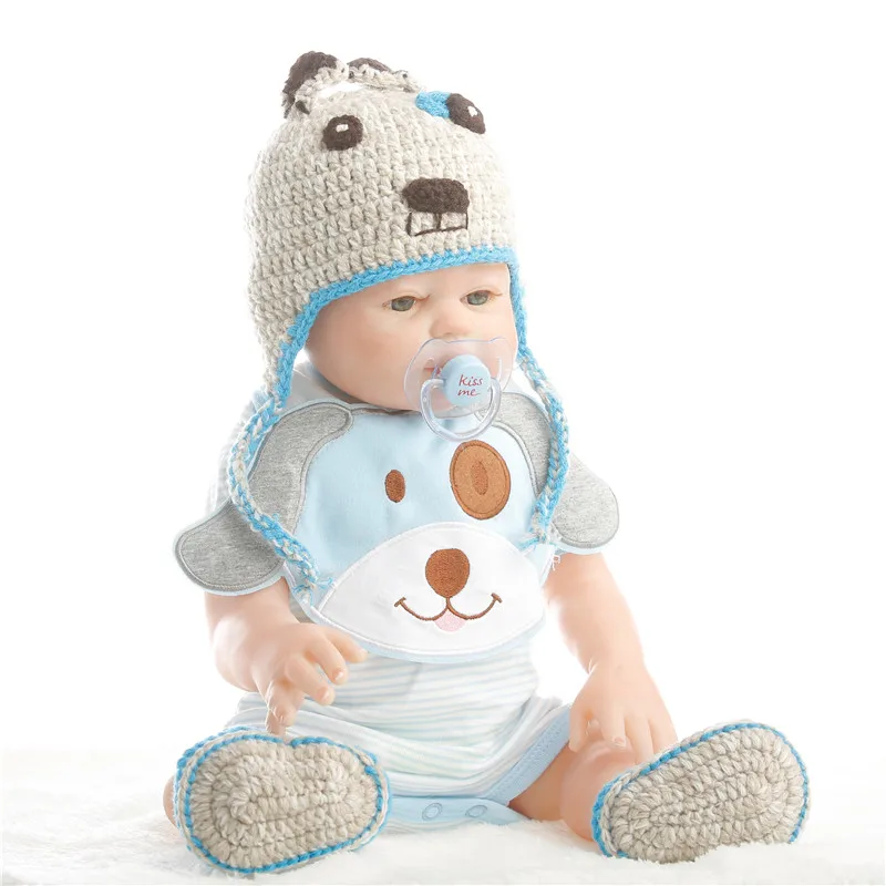 SanyDoll 20 дюймов 50 см Силиконовые Детские куклы Реборн, реалистичные куклы голубое платье Прекрасная кукла