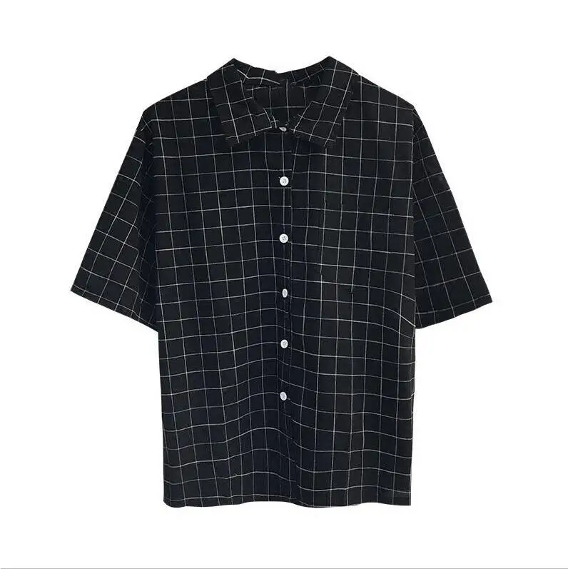 

summer New plaid short sleeve casual shirt