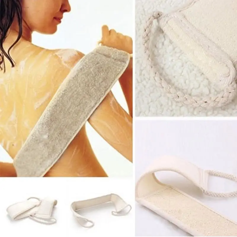 Натуральный мягкий отшелушивающий Loofah задний ремень мочалка из люфы полотенце для душа Массаж Спа скруббер губка для тела Чистка кожи
