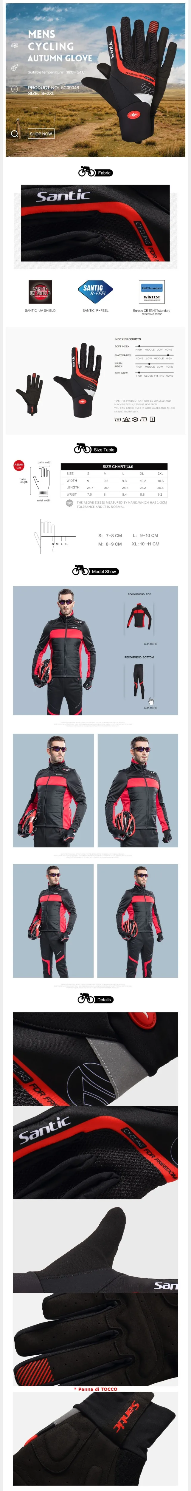 Santic Ciclismo Guanti Uomo Rosso Nero гель Caldo Pieni Dell Barretta con Touch Funzione Antiurto Tenere в Caldo per i Primi di