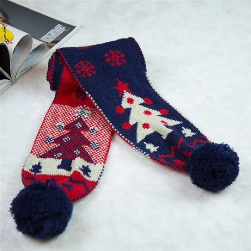Merry Christmas теплые зимние осенние новые брендовые шарфы для девочек, вязаные шарфы с принтом Sccrft, повседневная мягкая удобная вязаная одежда