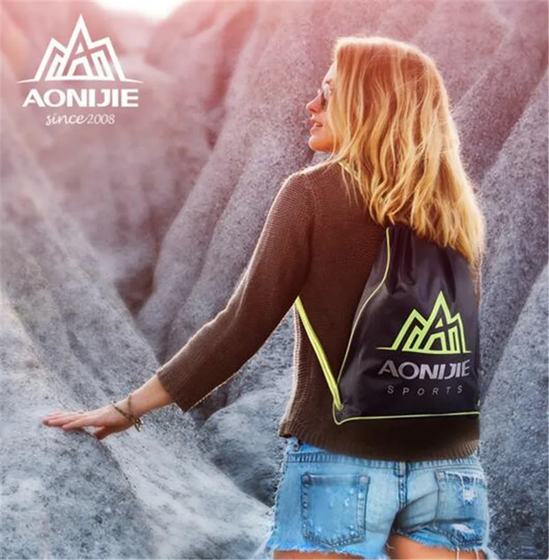 AONIJIE Waterproof Drawstring Backpacks Sports Pattern Travel Softback Man Women Running Bag Shoulder Pack Drawstring Bag