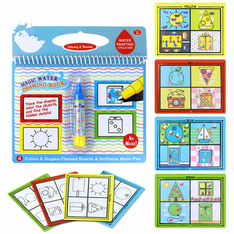 8 типов волшебная водная книга для рисования, книга для письма, раскраска для детей, коврик для рисования, развивающая игрушка для детей