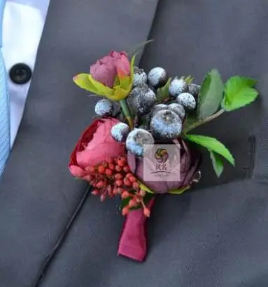 boutonniere 9 Новинка, высокое качество,, ручная чайная роза, фиолетовая Маргаритка, свадебные корсажи на запястье и бутоньерки, цветы - Цвет: boutonniere 9
