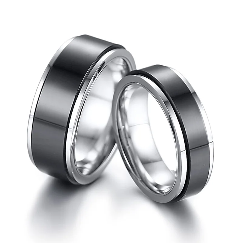 Double Layered Spinner Wedding Rings for Women Men Stainless Steel Couple Bands Lovers Anniversary Gift | Украшения и аксессуары