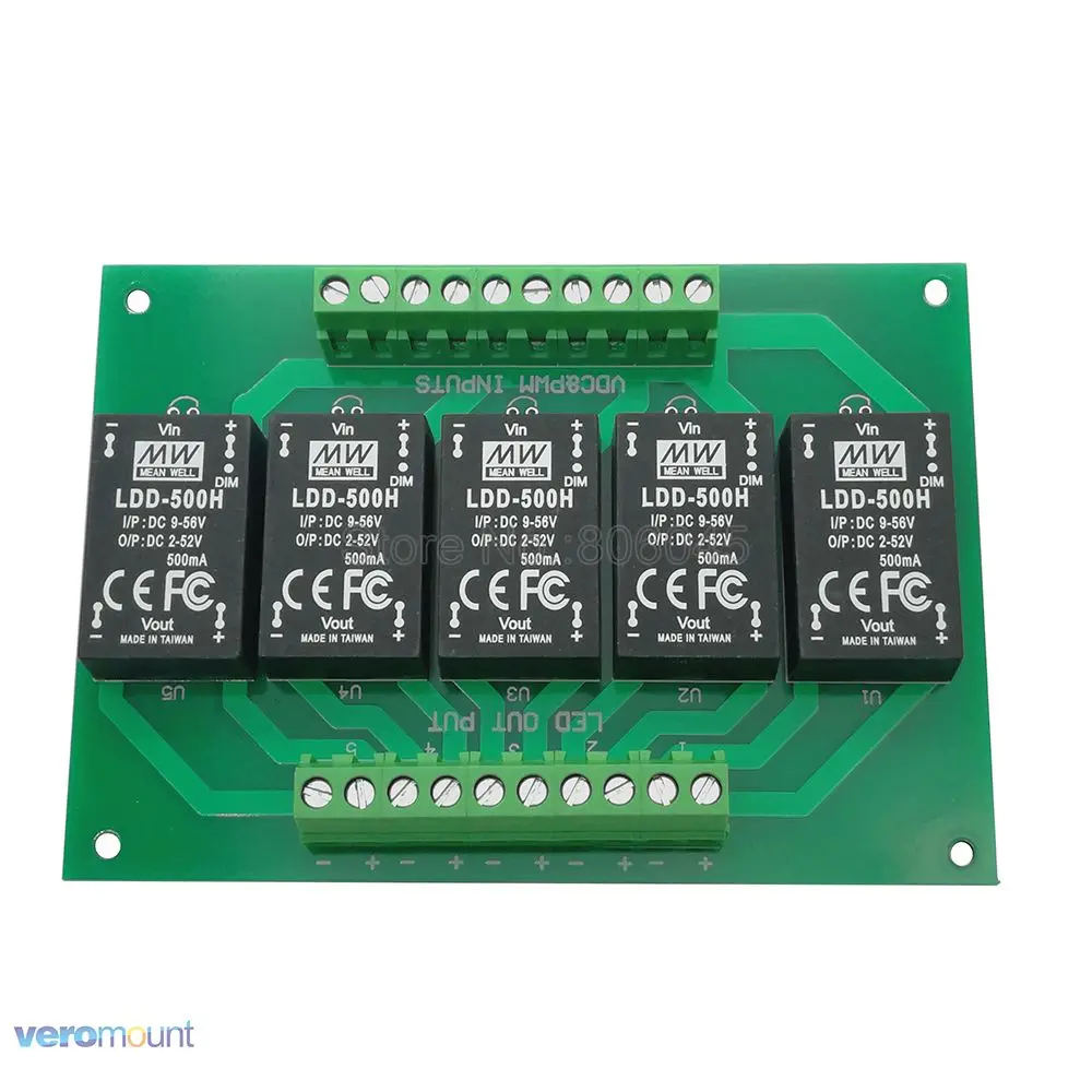 Meanwell LDD 5UP 500H DC - DC Constant Current Step-Down LED Driver +PCB Board For DIY 5 Channel Aquarium Fish Tank Led Emitter Meanwell LDD 5UP 500H DC - DC Constant Current Step-Down LED Driver +PCB Board For DIY 5 Channel Aquarium Fish Tank Led Emitter