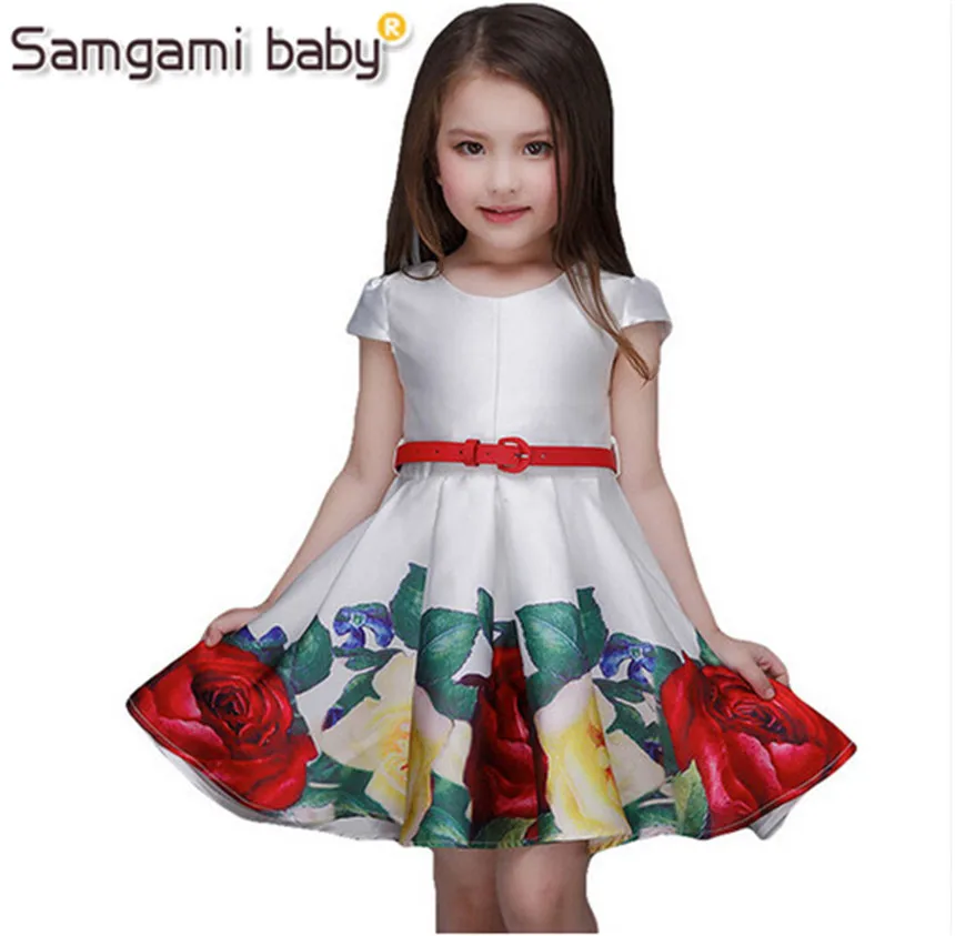 Samgami Детские 2018 новые милые Обувь для девочек Формальные модные Платья для женщин летние для вечеринки, дня рождения платье с цветочным