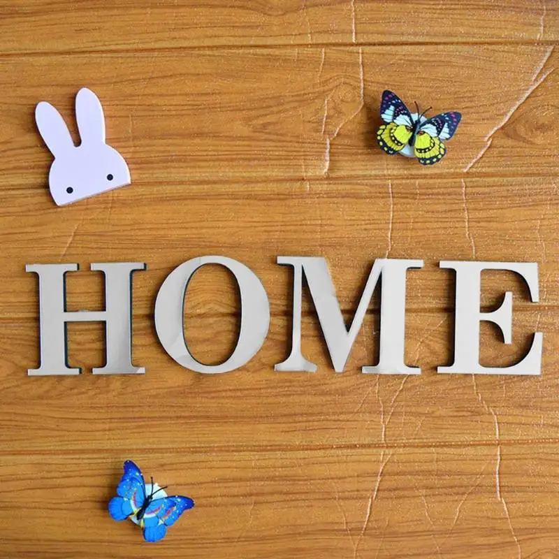 English Alphabet Mirror Wall Sticker Acrylic Mural Wall Decals DIY Home