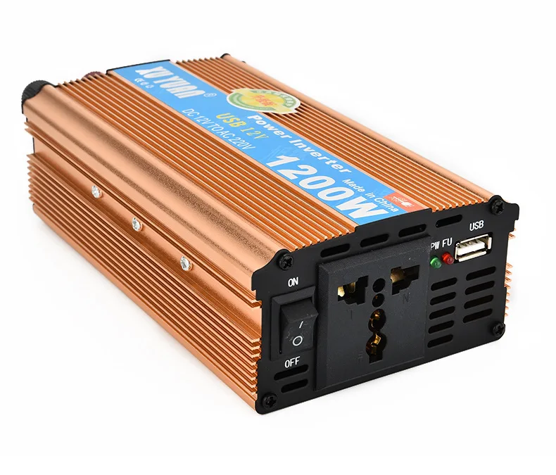 1200W MAX DC 12 V to AC 220 V автомобильный инвертор с usb зарядным портом, чехол из алюминиевого сплава, антиоксидантный