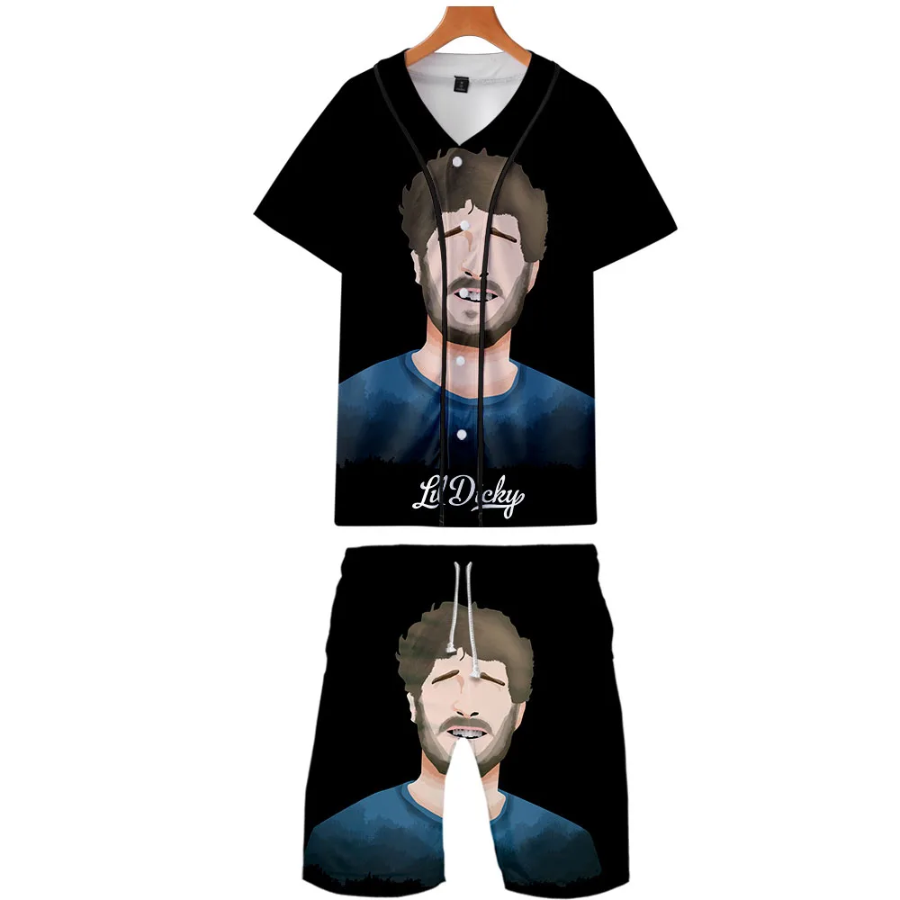 Lil Dicky/ Новое поступление, модные летние спортивные костюмы унисекс с 3D принтом, комплект из 2 предметов, куртка, футболки, топы и пляжные спортивные штаны - Цвет: Q4535