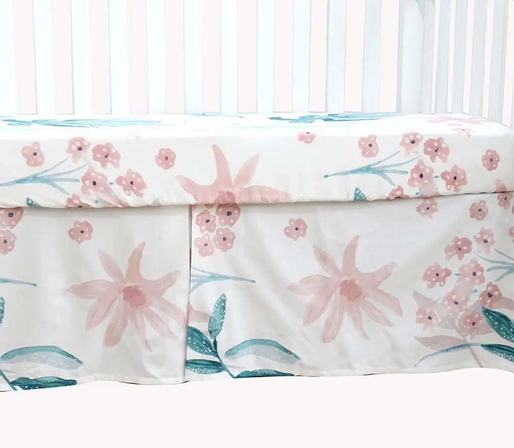 Детская кроватка Юбка Пыль рюшами для маленькие девочки и мальчики постельные принадлежности наборы(акварель