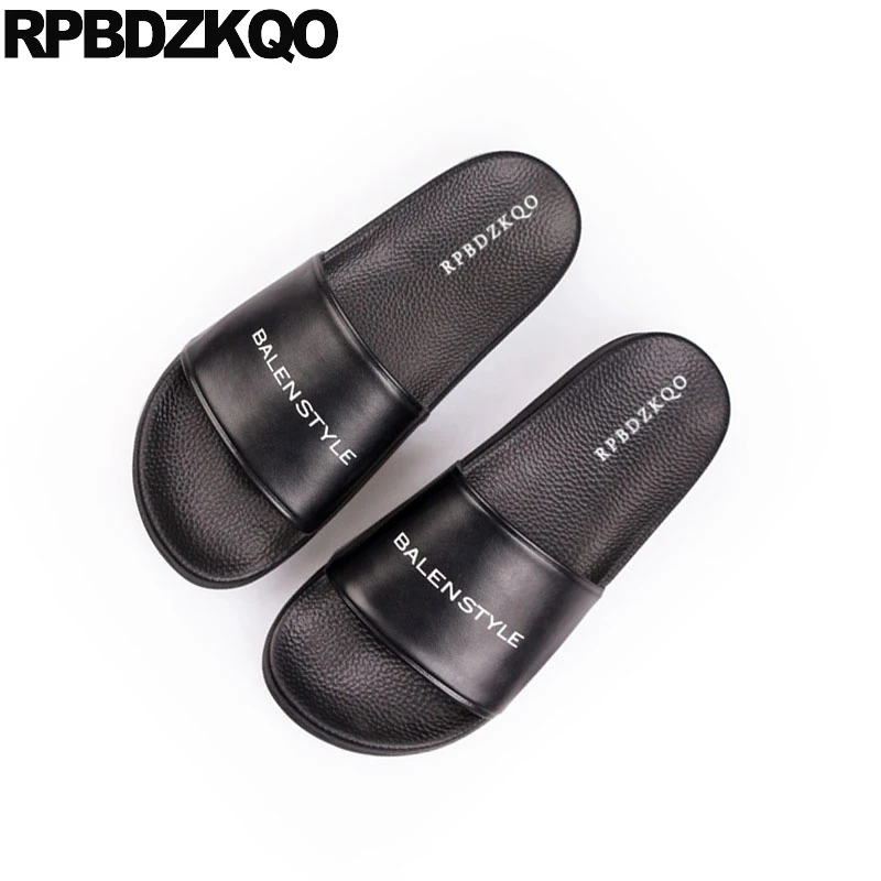 

Slides Designer 2018 Summer Beach Slip On Shoes Wide Fit Casual Women Sandals Flat Open Toe Black Comfortable White Soft Letter