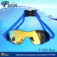 Top sale wide vision anti fog waterproof colourfull mirrored lens adult swimming goggles Free shippmment+1pairs silicone earplug