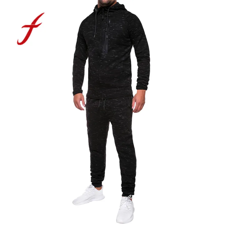 

New Fashion Men's Tracksuits Dotting Printed Men Speckled Folds Zipper Tops Pants Sets Suit Winter Tracksuits Clothes