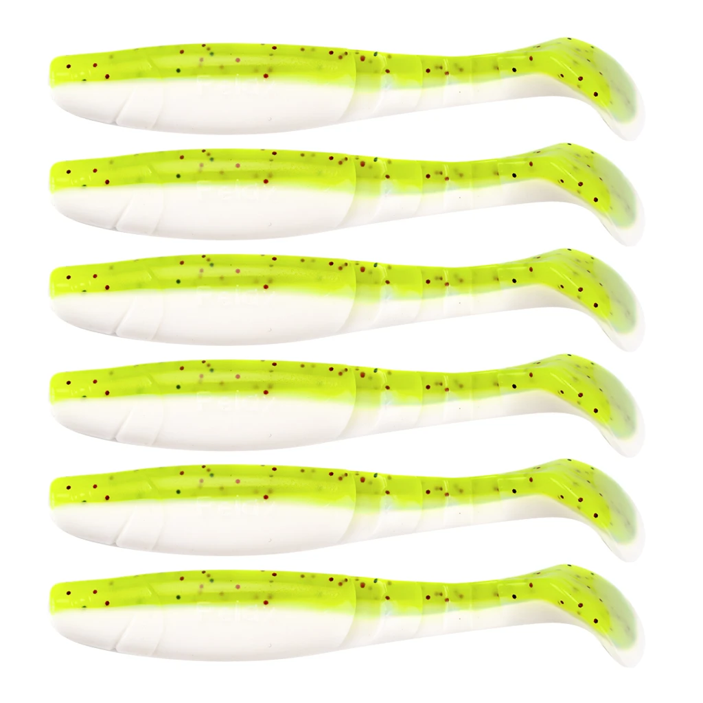 6pcs Swimbaits Minnow/Shad Paddle Tail Worms Soft Fishing Lures Baits for Saltwater and Freshwater Bass Trout Walleye Lure