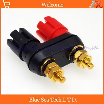 

10pcs New gold-plating duplex terminal/binding post banana socket,two sorts Audio output connector red and black Free Shipping
