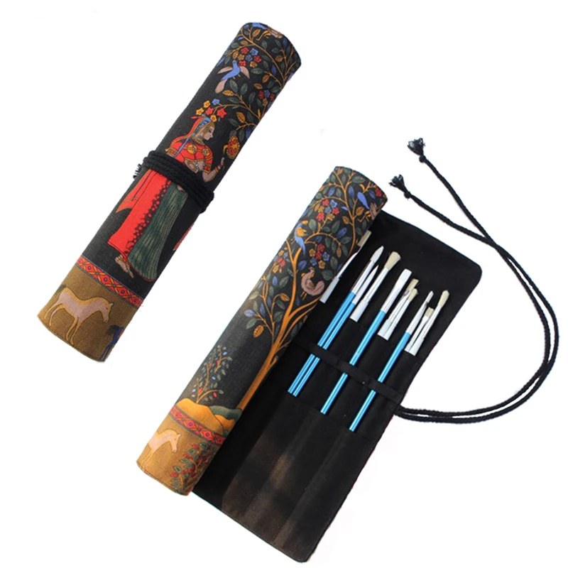 

20 Holes Canvas Paint Brush Roll Pouch Bags Pencil Case Painting Brush Pen Bags School Bags Brush for Drawing