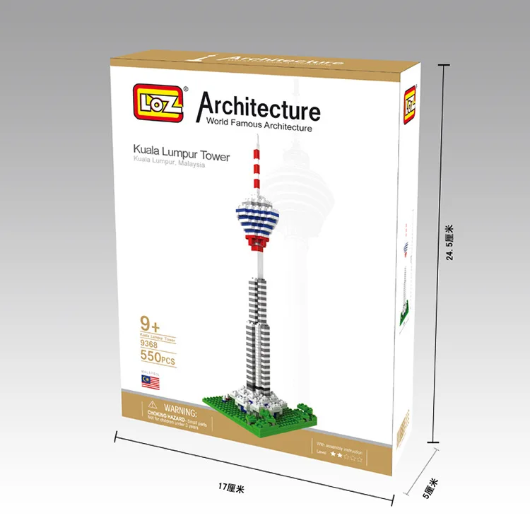 LOZ Architecture Diamant Blocs Kuala Lumpur Tour l'assemlee En Plastique Jouets pour Enfants Ville BRICOLAGE Mini Nano Blocs|loz