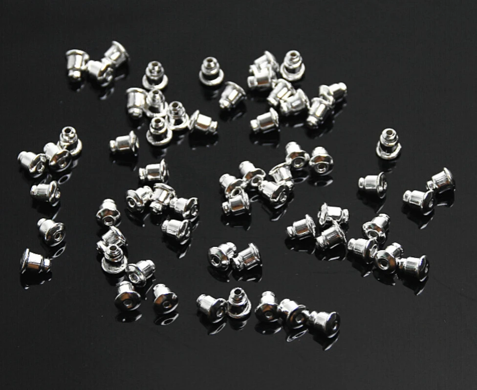 Fine Jewelry Findings 300pcs Silver Plated Earrings Backs Stoppers